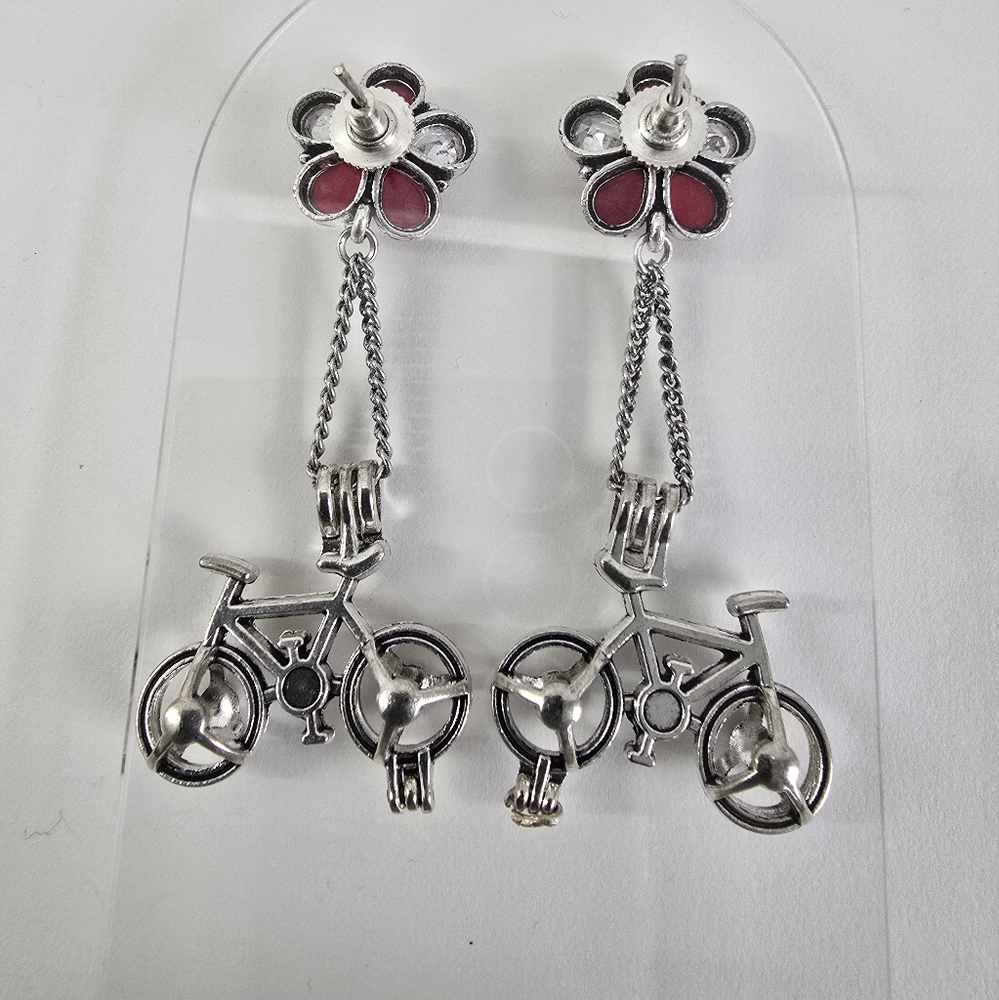 Silver Bicycle Earrings - image 6